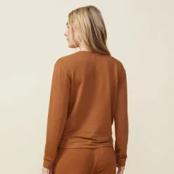 MONROW Supersoft Long Sleeve V Neck BROWNSUGAR Sale